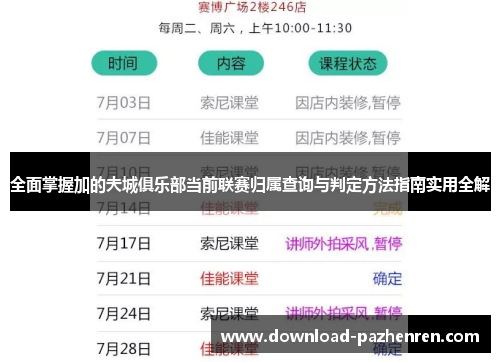 全面掌握加的夫城俱乐部当前联赛归属查询与判定方法指南实用全解